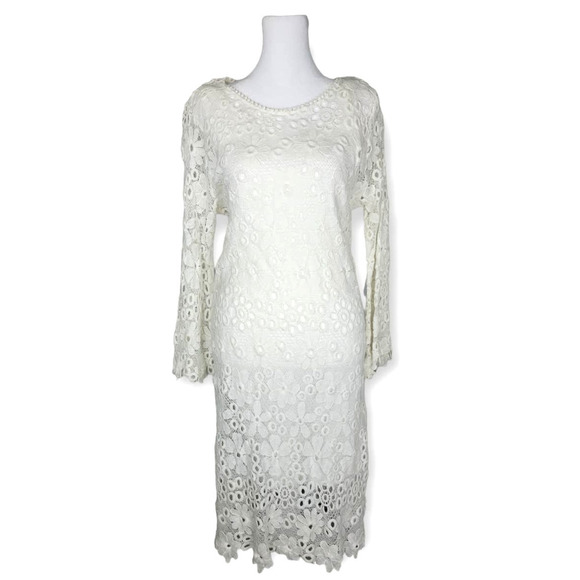Velvet By Graham & Spencer Embroidered Lace Sheath Knee Length Dress Size Medium - Picture 2 of 12